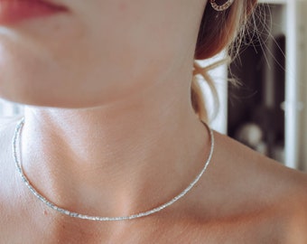 Silver Choker Minimalist • Gift for Christimas • Short Beaded Necklace
