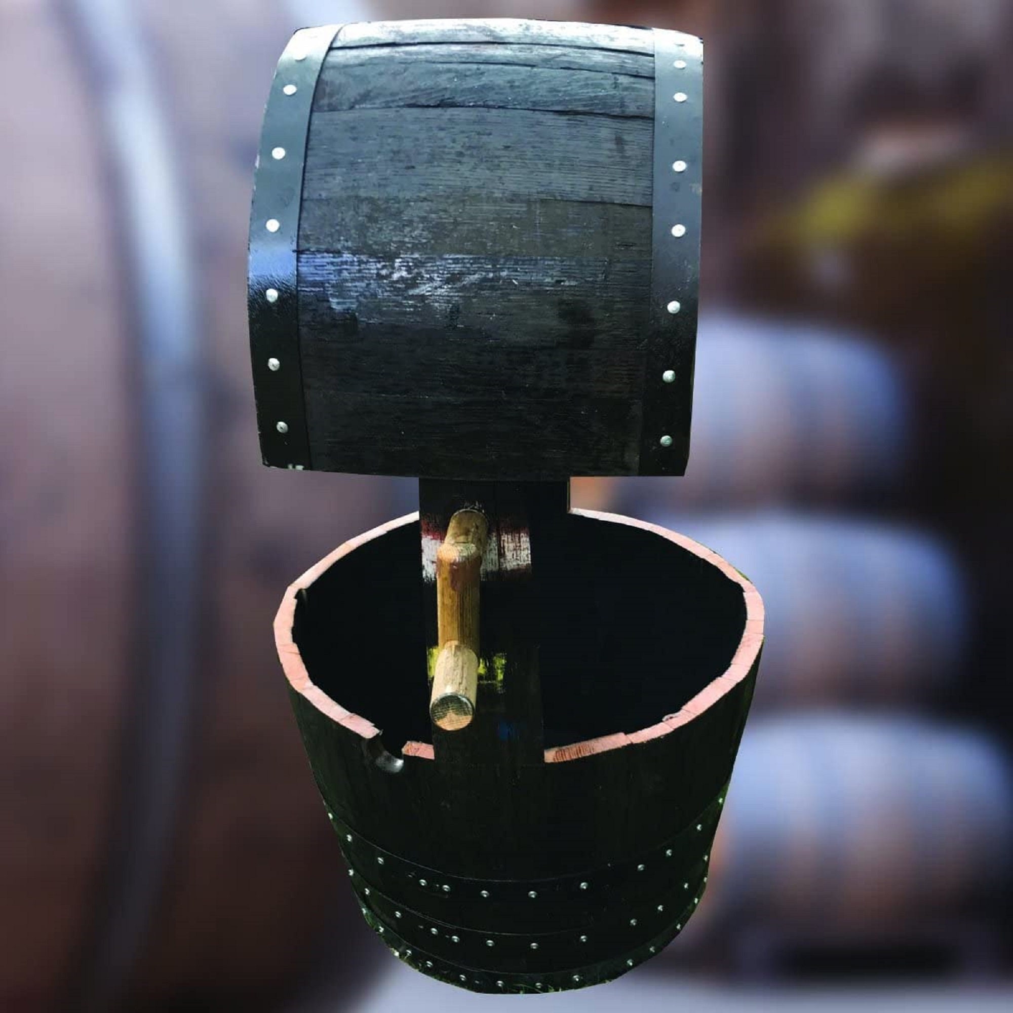 Rustic Solid Oak Barrel Wishing Well Planter Etsy