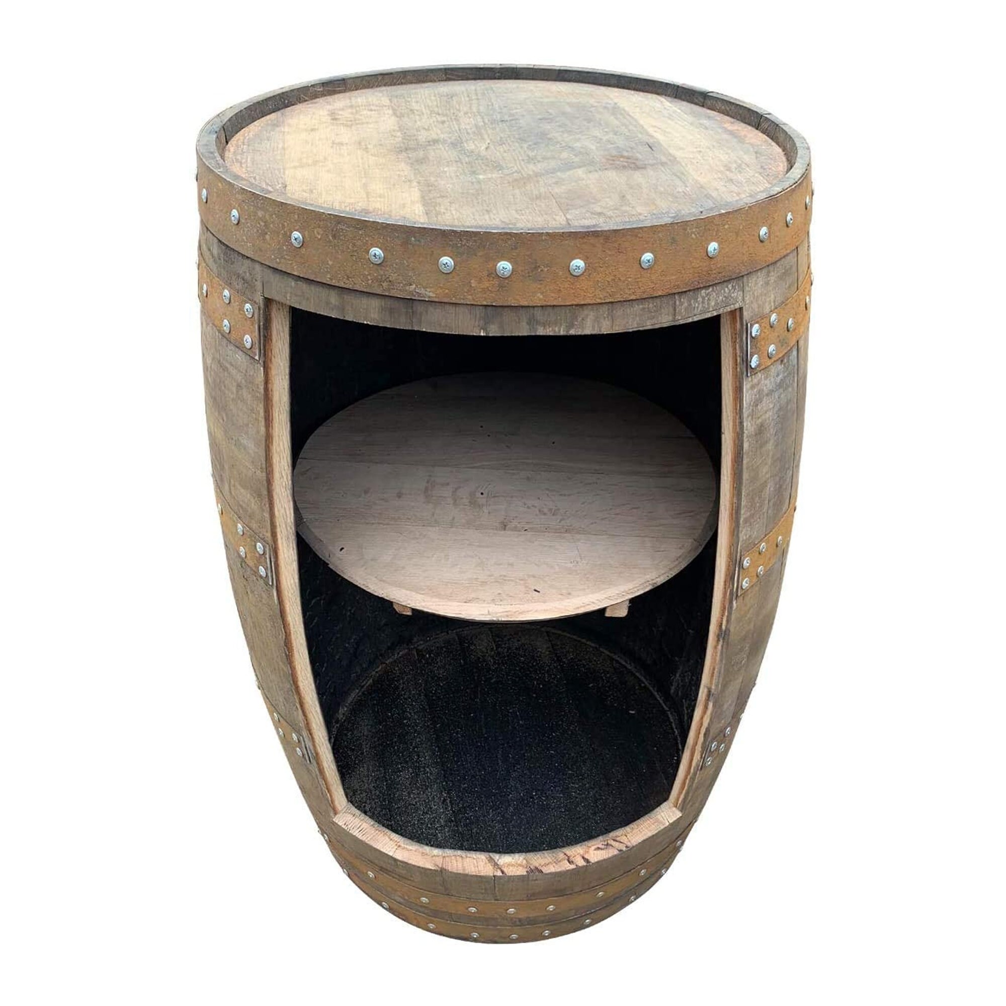 Recycled Solid Oak Barrel Drinks Wine Rack Patio Etsy