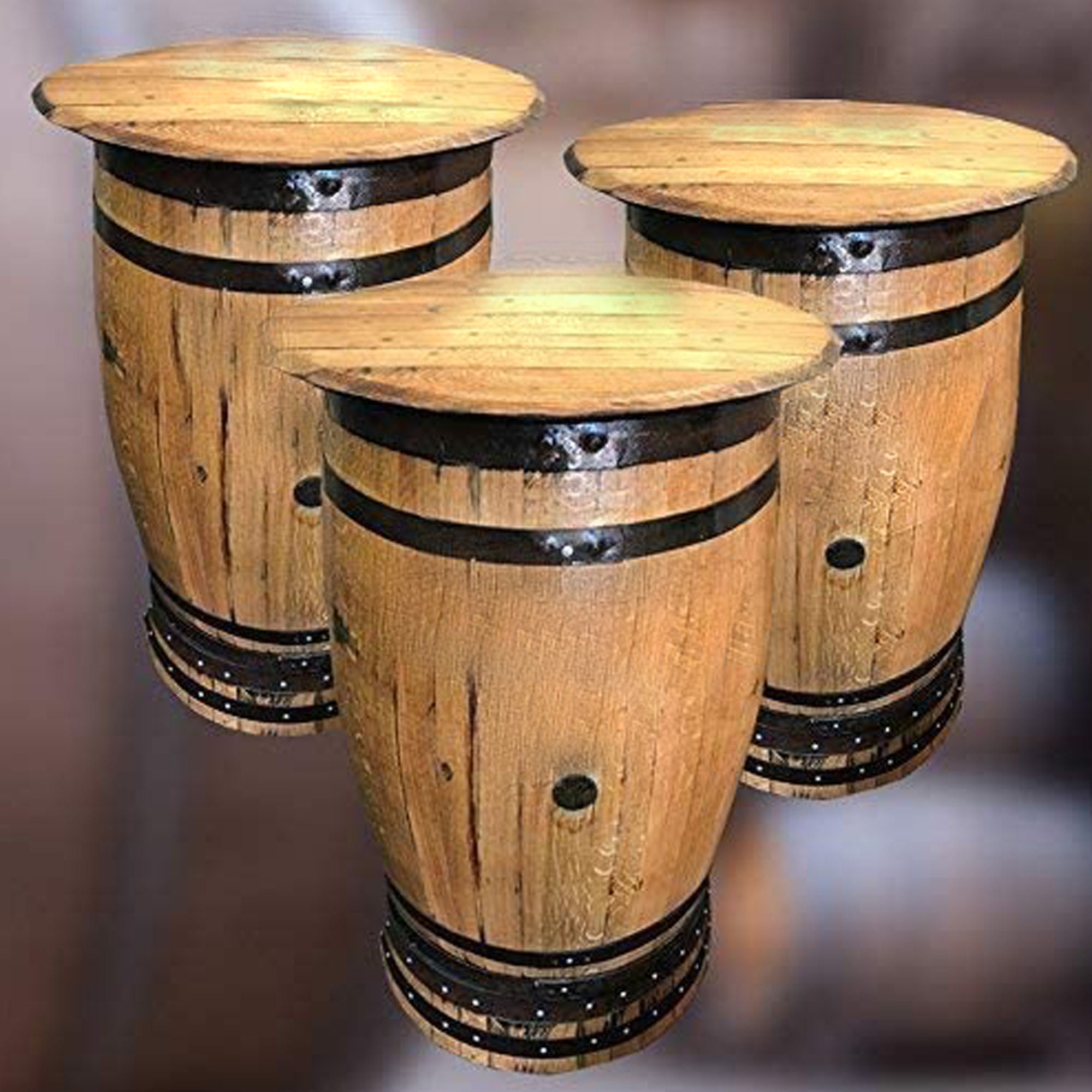 Recycled Solid Oak Barrel Pub Table Etsy