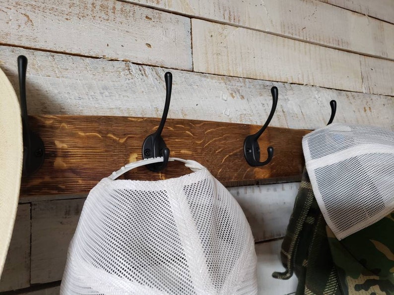 Unique rustic/farm/country style wall mount Coat/hat rack made from recycled authentic wine/whiskey barrel wood. image 3