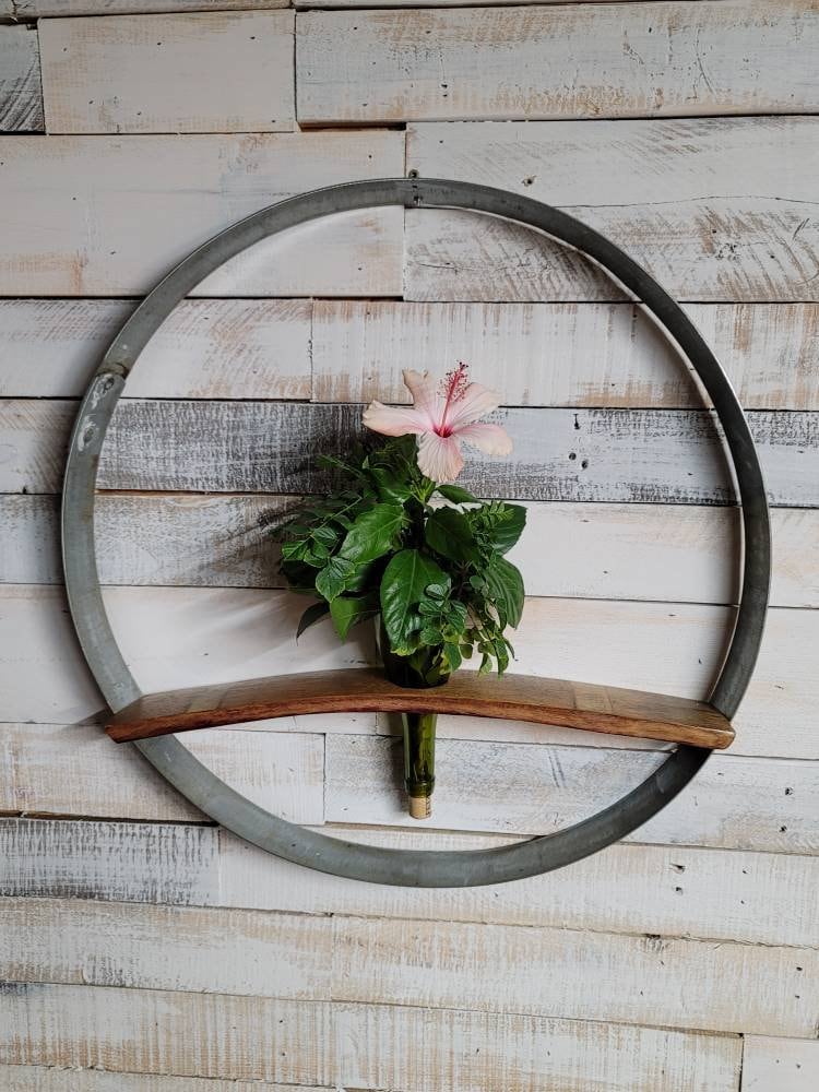 Wine/Whiskey Barrel Wall Hanging Vase