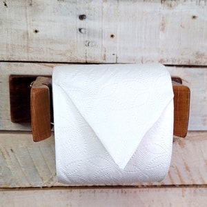 Toilet Paper holder/wall mount made from reclaimed authentic Wine/Whiskey barrel wood