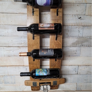 Wine Bottle  Rack with Wine Glass Rack made from Authentic Recycled Wine Barrel Wood