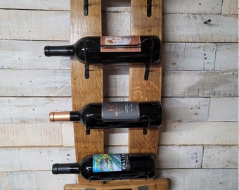 Wine Bottle  Rack with Wine Glass Rack made from Authentic Recycled Wine Barrel Wood