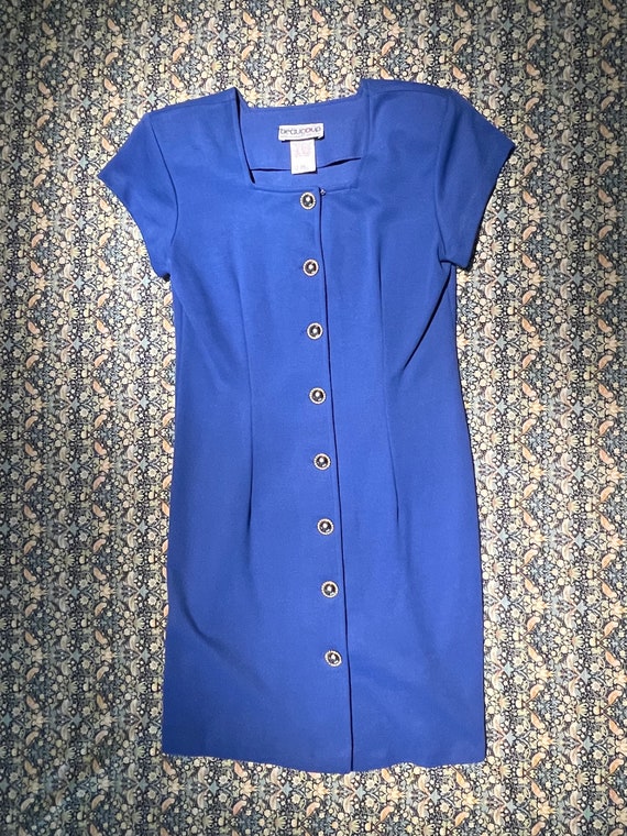 Vintage Royal Blue Late ‘80s Dress Straight fit w… - image 2