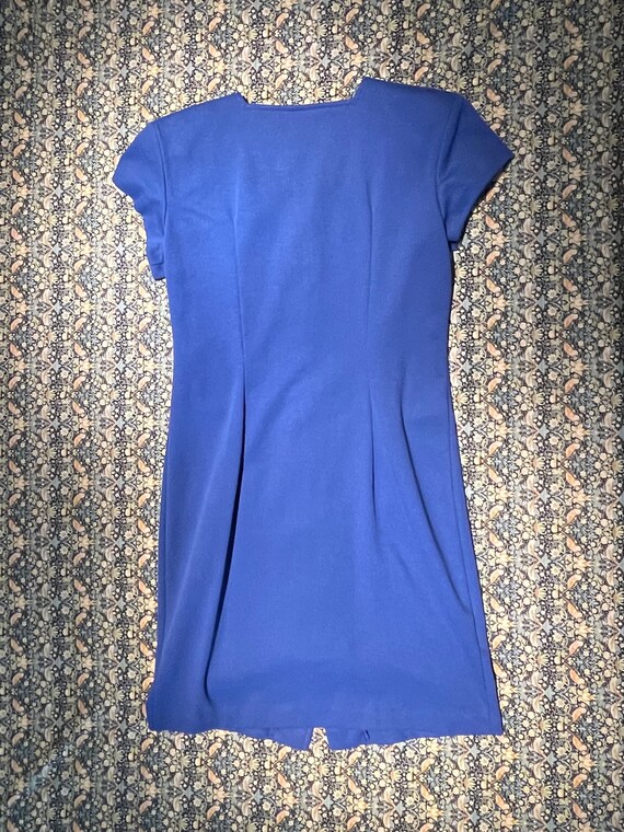 Vintage Royal Blue Late ‘80s Dress Straight fit w… - image 7