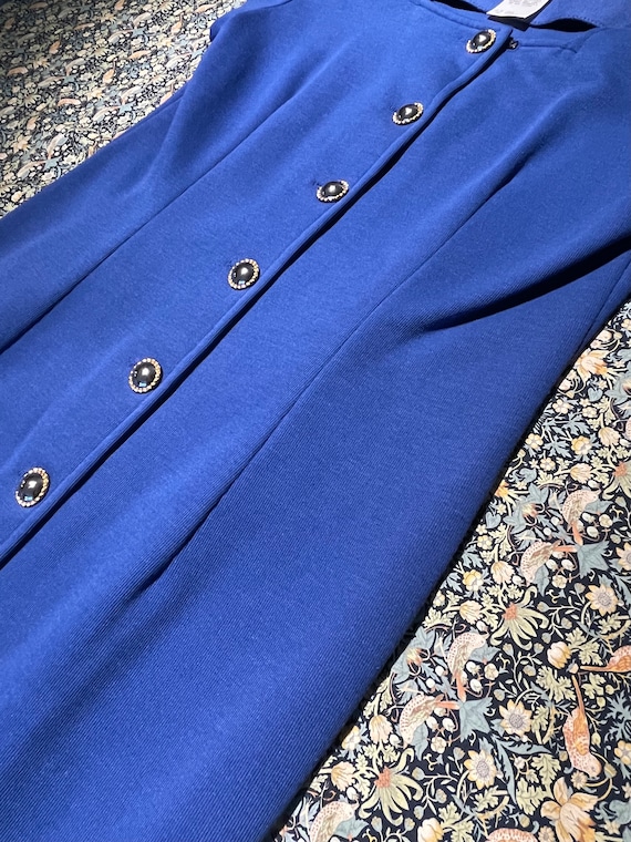 Vintage Royal Blue Late ‘80s Dress Straight fit w… - image 3