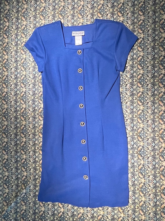 Vintage Royal Blue Late ‘80s Dress Straight fit w… - image 6