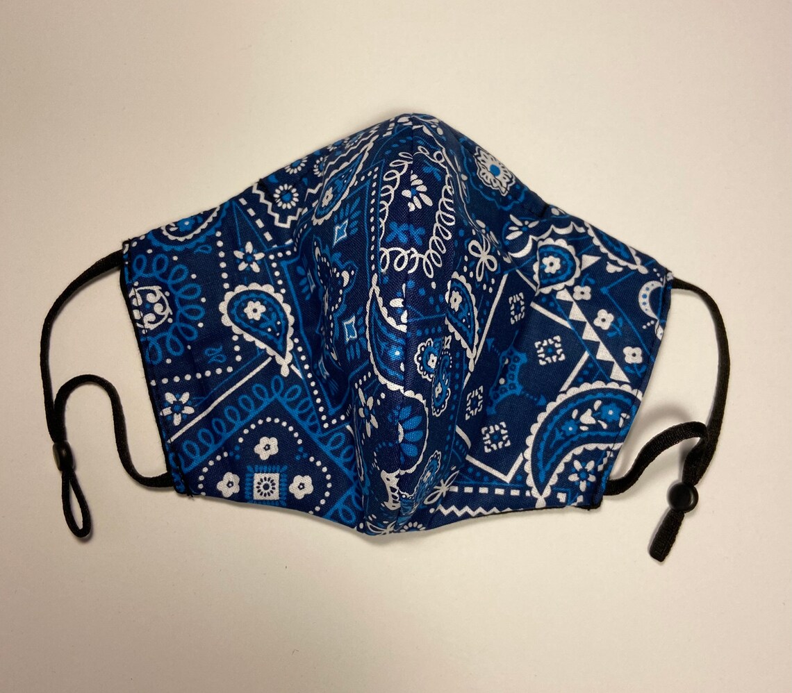 Blue Bandana Face Mask Bandana Face Mask Washable and Etsy