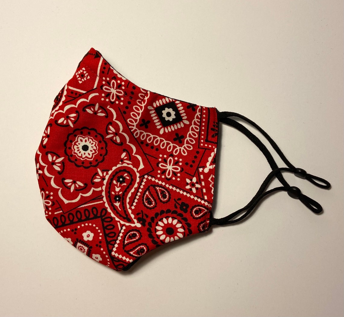 Bandana Face Mask Persian Red Bandana Face Mask Paisleys Etsy