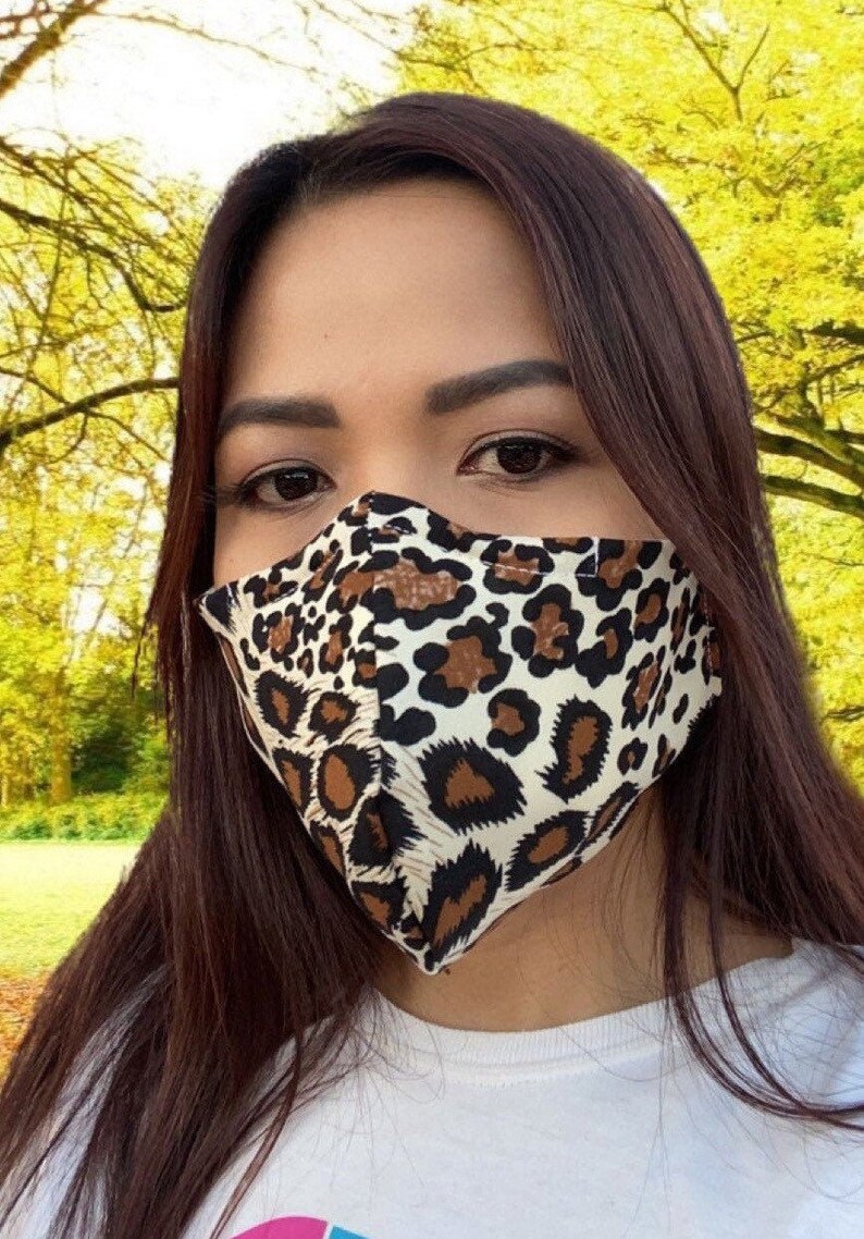 Mara Leopard Face Mask Animal Print Soft Cotton Washable with Etsy