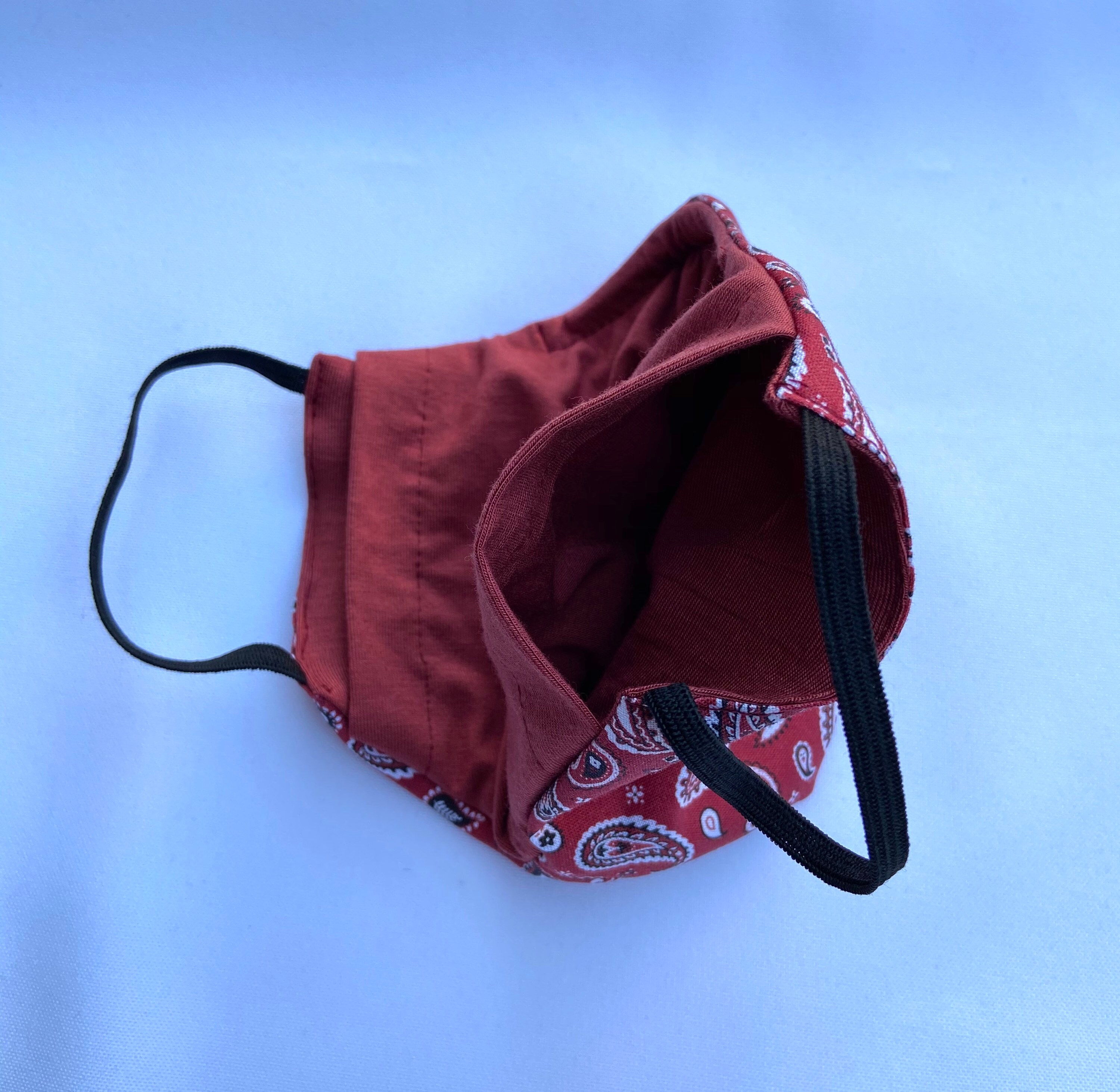 Bandana Face Mask Dark Red Bandana Face Mask Paisleys Face Etsy