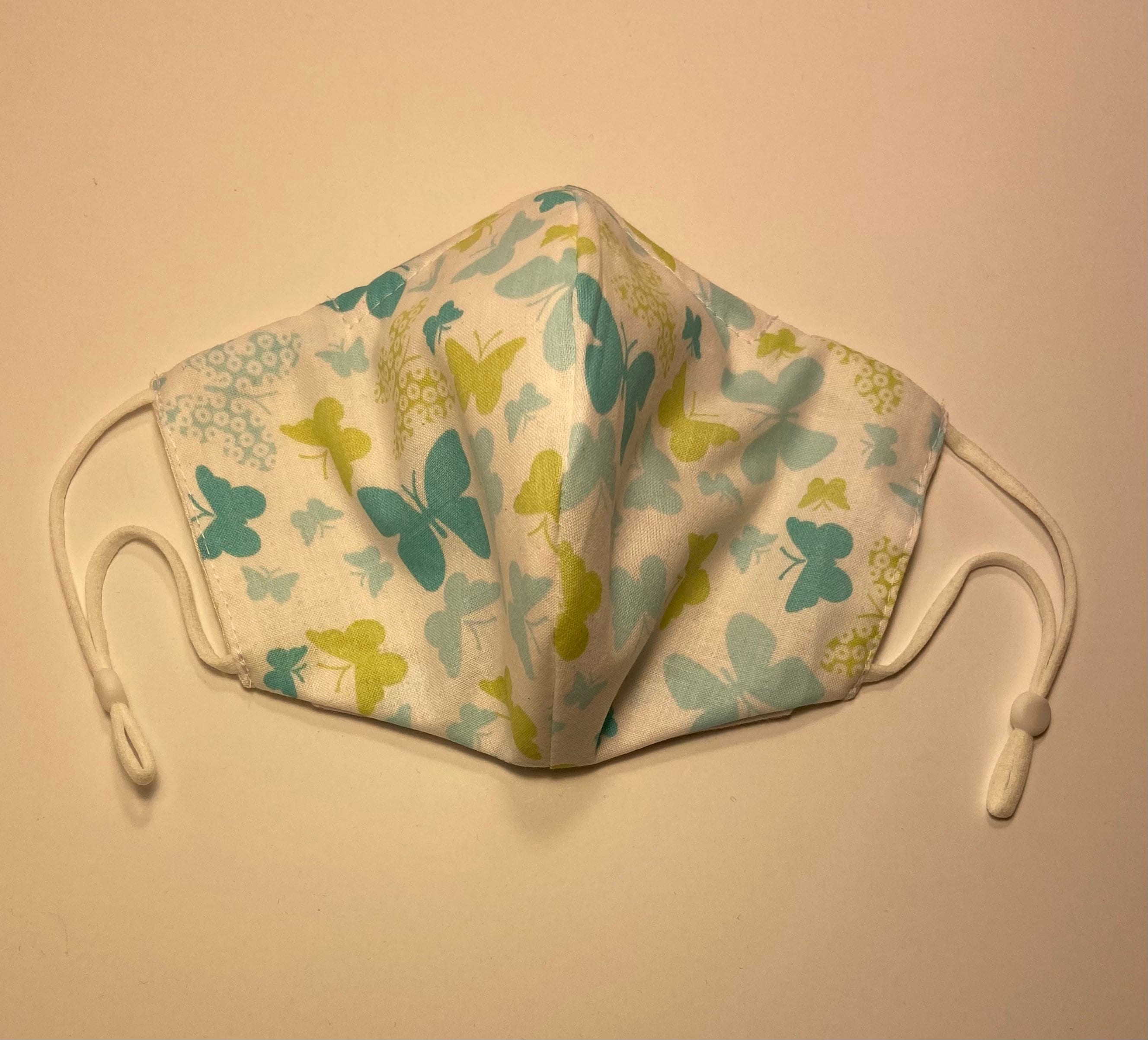 Light Blue Butterfly Face Mask, Butterflies Face Mask, Bugs Face Mask