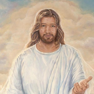 Originele Jezus komt in heerlijkheid | Christus in de wolken | Wederkomst kunst | Christelijke digitale print | Religieus wanddecoratie | Op geloof gebaseerde kunst