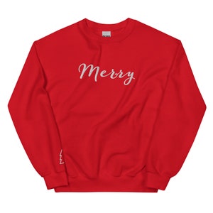 Christmas sweatshirt, embroidered Merry crewneck Sweatshirt, Merry oversized cozy sweatshirt, comfy Christmas sweater, high quality emb