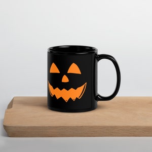 Kubek Jack o Lantern Czarny Błyszczący, Kubek na Halloween, Kubek Wesołego Jack o Lantern, Prezenty na Halloween