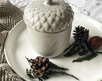 Ceramic Acorn Candle Pot - autumnal decor accessory