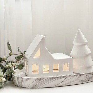 White ceramic Winter Wonderland House winter Decor seasonal classic image 2