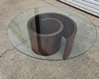 Vladimir Kagan Snail Coffee Table in Walnut w/Original Glass