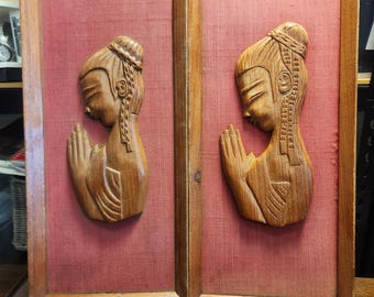 Pair of 1950s Asian Inspired Plaques