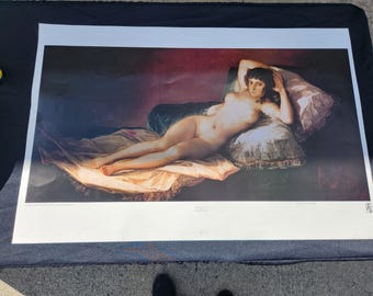 Nude Maja by Francisco de Goya, Repoduction Print - Has 1981 Copyright