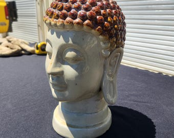 Cabeza de Buda de cerámica grande de 12-1/2"