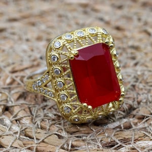 Ruby Ring, Handmade Women&#39;s Ring, Turkish Handmade Ring, Authentic Ring, Ottoman Ring, Ladies Ring, 925k Sterling Silver, Gift For Her,
