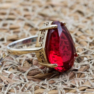 Ruby Ring, Handmade Women&#39;s Ring, Turkish Handmade Ring, Authentic Ring, Ottoman Ring, Ladies Ring, 925k Sterling Silver, Gift For Her,