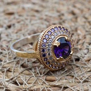 Amethyst Ring, Handmade Women's Ring, Turkish Handmade, Silver Ladies Ring, Ottoman Ring, Authentic, Ladies Ring, 925k Sterling Silver Ring,