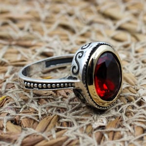 Ruby Ring, Handmade Women&#39;s Ring, Turkish Handmade Ring, Authentic Ring, Ottoman Ring, Ladies Ring, 925k Sterling Silver, Gift For Her,