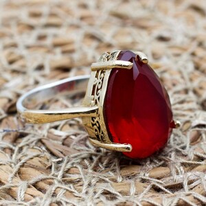 Ruby Ring, Handmade Women&#39;s Ring, Turkish Handmade Ring, Authentic Ring, Ottoman Ring, Ladies Ring, 925k Sterling Silver, Gift For Her,