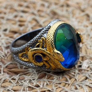 Men&#39;s Handmade Ring, Turkish Handmade Ring, Ottoman  Men&#39;s Ring, Tourmaline Men&#39;s Ring, Men&#39;s Jewelry, Gift for Him, 925k Sterling Silver