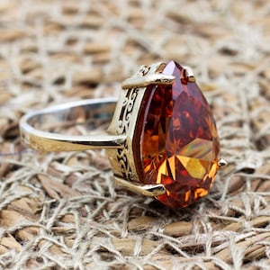 Topaz Ladies Ring, Turkish Handmade Ring, Silver Ladies Ring, Handmade Women Ring, Ottoman Women&#39;s Ring, Ladies Ring, 925 Sterling Silver