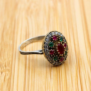 Ruby Ring, Handmade Women&#39;s Ring, Turkish Handmade Ring, Authentic Ring, Ottoman Ring, Ladies Ring, 925k Sterling Silver, Gift For Her,