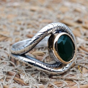 Emerald Ring, Handmade Women Ring, Turkish Handmade Ring, Authentic Ring, Ottoman Ring, Adjustable Ring, 925k Sterling Silver, Gift For Her,