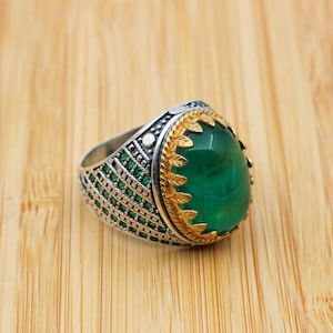 Turkish Handmade Silver Men&#39;s Ring, Tourmaline Paraiba Ring, Paraiba Men&#39;s Ring, Men&#39;s Handmade Ring, Gift for Him, 925k Sterling Silver,