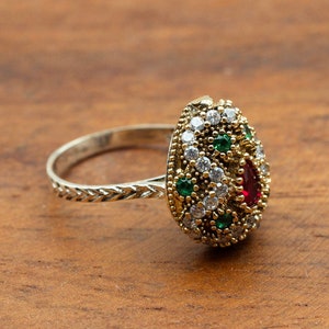 Ruby Ring, Handmade Women&#39;s Ring, Turkish Handmade Ring, Authentic Ring, Ottoman Ring, Ladies Ring, 925k Sterling Silver, Gift For Her,