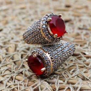 Ruby Ring, Handmade Women's Ring, Turkish Handmade Ring, Adjustable Ring, Ottoman Ring, Ladies Ring, 925k Sterling Silver, Gift For Her,