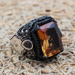 Handmade Alexandrite Ring: Ottoman Turkish 925k Sterling Silver Men&#39;s Jewelry