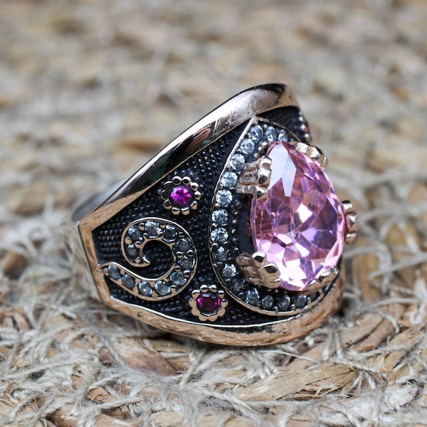 Handmade Women Ring, Turkish Handmade Silver Ladies Ring, Ottoman Women Ring, Quartz Ring, Ladies Ring, 925k Sterling Silver, Gift For Her