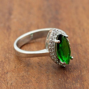 Emerald Ring, Handmade Women&#39;s Ring, Turkish Handmade Ring, Authentic Ring, Ottoman Ring, Ladies Ring, 925k Sterling Silver, Gift For Her,