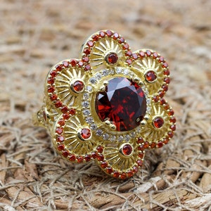 Ruby Ring, Handmade Women&#39;s Ring, Turkish Handmade Ring, Authentic Ring, Ottoman Ring, Ladies Ring, 925k Sterling Silver, Gift For Her,