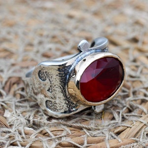 Ruby Ring, Handmade Women's Ring, Turkish Handmade Ring, Authentic Ring, Ottoman Ring, Ladies Ring, 925k Sterling Silver, Gift For Her,