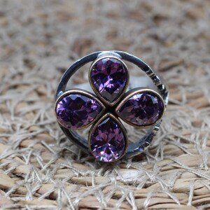 Amethyst Ring, Handmade Women's Ring, Turkish Handmade, Silver Ladies Ring, Ottoman Ring, Teardrop Stone Ring, 925k Sterling Silver Ring,