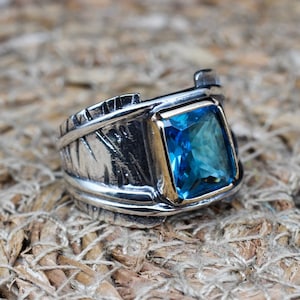 Aquamarine Ring, Turkish Handmade Ring, Silver Ladies Ring, Handmade Women Ring, Ottoman Women Ring, Ladies Ring, 925k Sterling Silver Ring,
