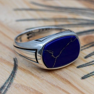 トルコ製ハンドメイド925Kスターリングシルバーメンズアゲートリング