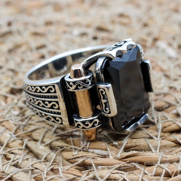 Handmade Sterling Silver Onyx Ring - Ottoman Style
