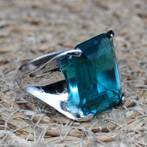 London Topaz Ring, Ladies Ring, Handmade Women's Ring, Authentic Ring, Turkish Handmade Ring, Ottoman Women's Ring, 925k Sterling Silver