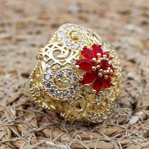 Ruby Ring, Handmade Women&#39;s Ring, Turkish Handmade Ring, Authentic Ring, Ottoman Ring, Ladies Ring, 925k Sterling Silver, Gift For Her,